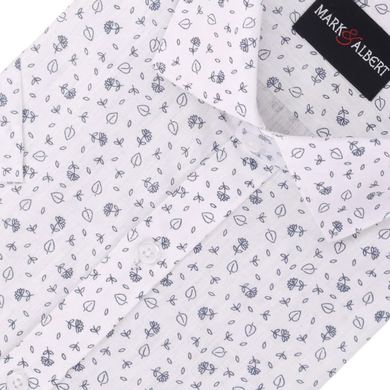 Image of Mark & Albert Men's Half Sleeve Cotton Linen Shirt Blue