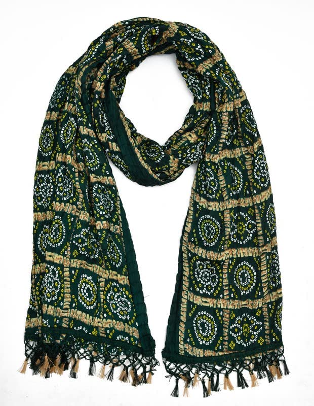 Womens Dupatta Rajasthani Stole Traditional Silk Bandhej Stole Scarves- 2.25Mtr