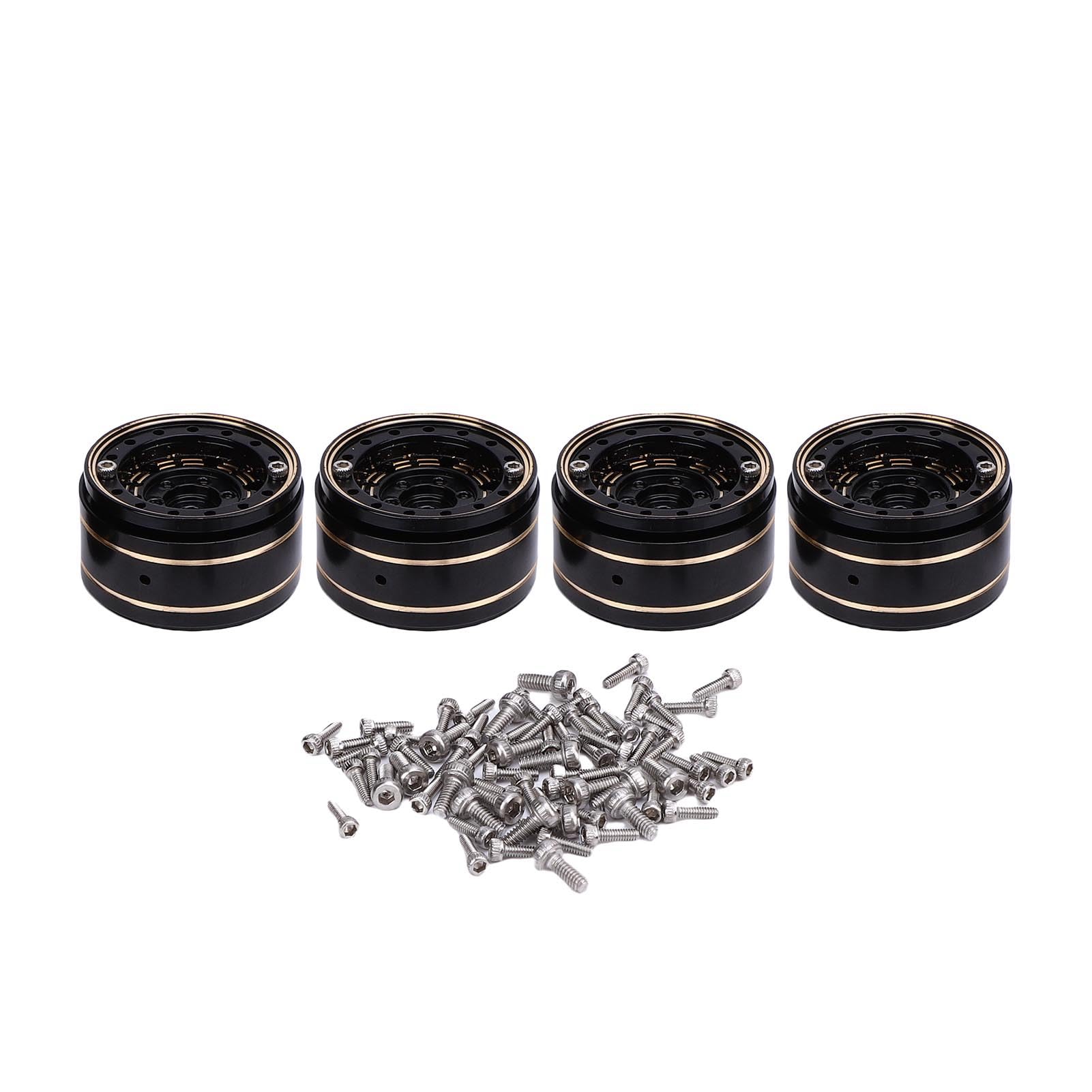 Diyeeni 4 Piezas Beadlock Rueda Cubo de Latón para SCX24 1/18 Coche RC | Bujes de rueda de coche RC de 1 pulgada, bujes de rueda de coche modelo mecanizados CNC, con tornillos, para Axial SCX24