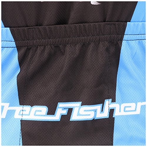 SXSHUN Kinder Radtrikot Set Jungen Mädchen Fahrrad Anzüge Schnelltrocknend Radsport Bekleidung Kurzarm Fahrradtrikot Kurz Radhose mit 3D Sitzpolster, Blau+Schwarz, 152-158