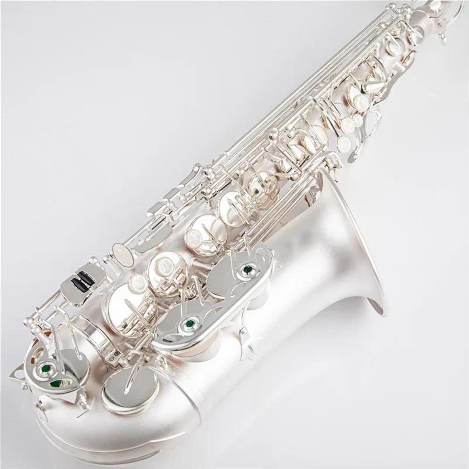 Sassofono Contralto per Studenti, accordatura in Mi bemolle, Sassofono in Ottone Placcato Argento, Strumento Musicale con Custodia in Nylon, bocchino, Grigio Chiaro, Grigio ch,Light Grey