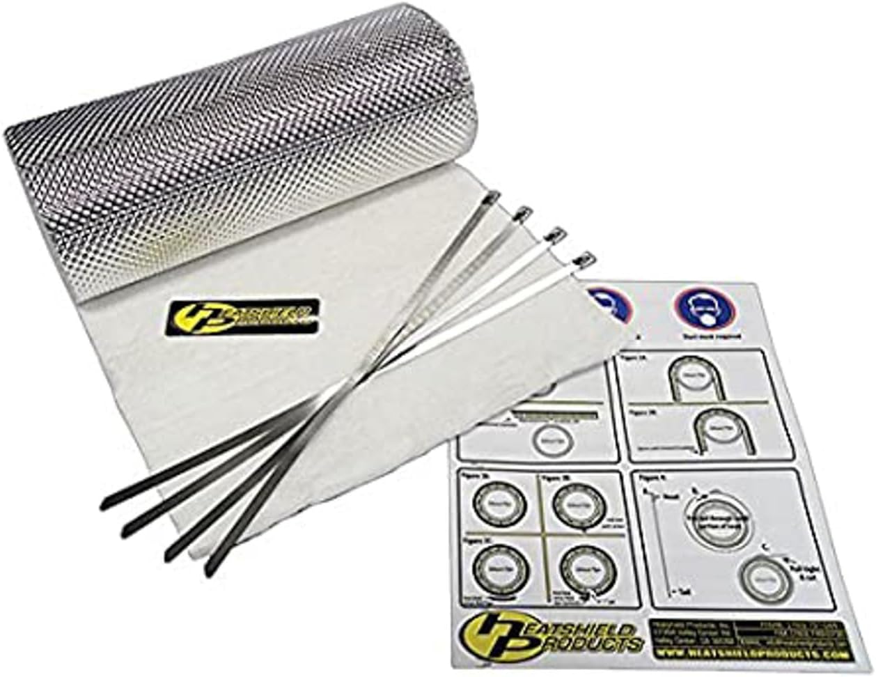 Heatshield Products 176005 Heatshield Armor Kit 1/2" Thick x 1' Wide x 5' Long Exhaust Heat Shield Kit with 4 Stainless Steel Locking Ties