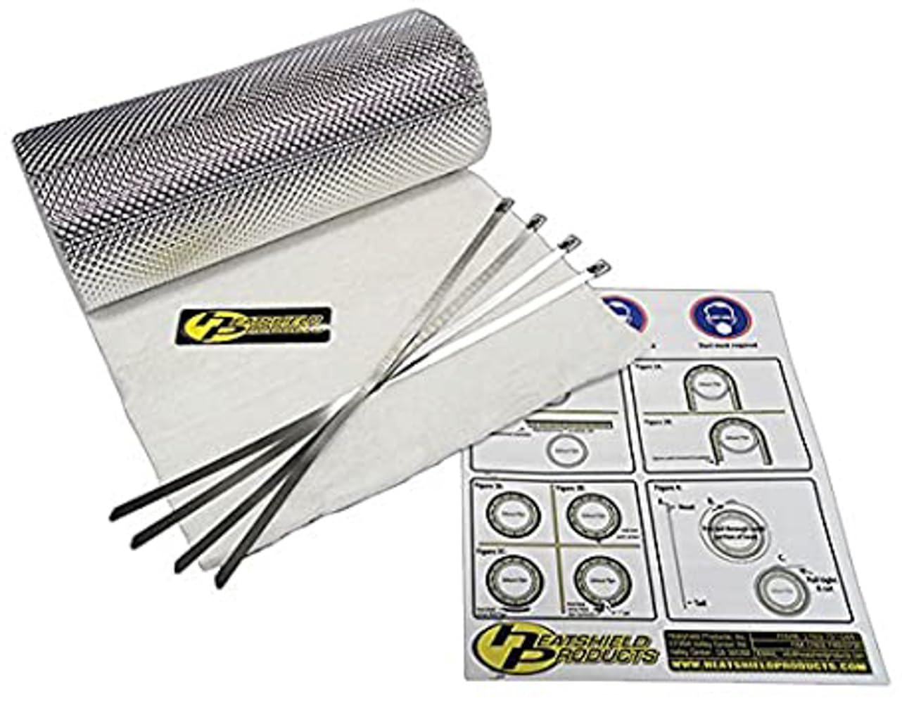 Heatshield Products 176005 Heatshield Armor Kit 1/2" Thick x 1' Wide x 5' Long Exhaust Heat Shield Kit with 4 Stainless Steel Locking Ties