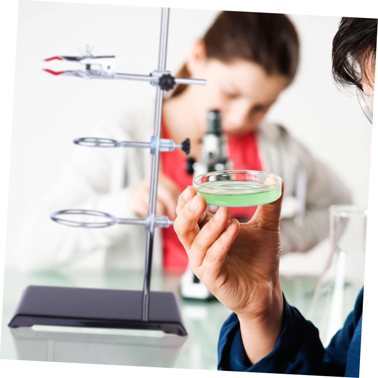 Supporto da Laboratorio in Metallo con Morsetto per Provette e Beuta Kit Completo per Attrezzature Chimiche Base Stabile e Morsetto Fermo per Esperimenti Scientifici