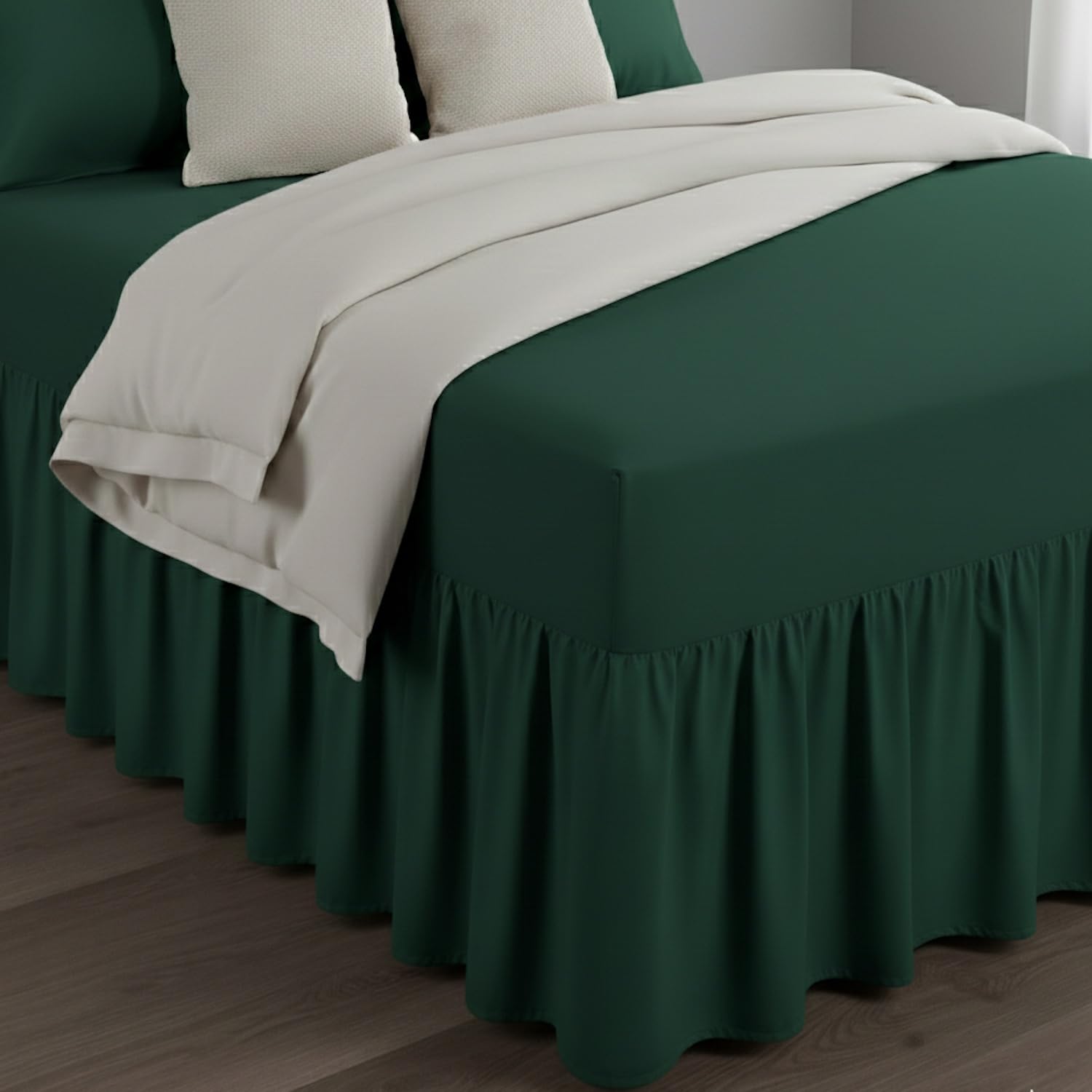 Bronwen Mathews Boys Bottle Green Bronwen Mathew Fitted Valance Sheet Extra Deep Bed Skirt Super King Valance Sheets Soft Brushed Microfiber Easy Care Non Iron (Superking, )