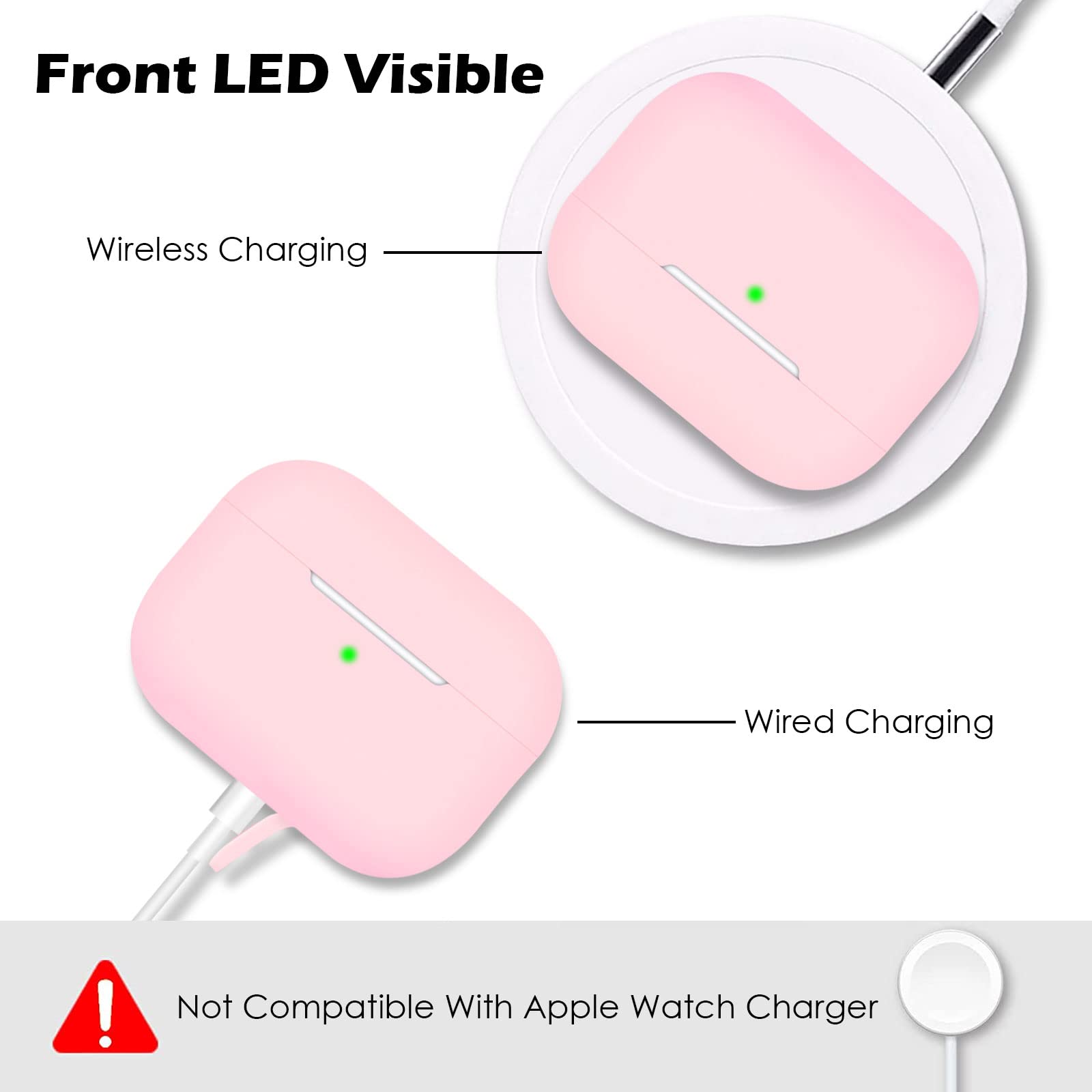 Coque Compatible avec Airpods Pro 2, Housse Étui Protection en Silicone AirPods Pro 2 Case Cover pour AirPods Pro 2ᵉ génération, Étui AirPods Pro 2 2022 avec Silicone Lanyard, Rose - 4