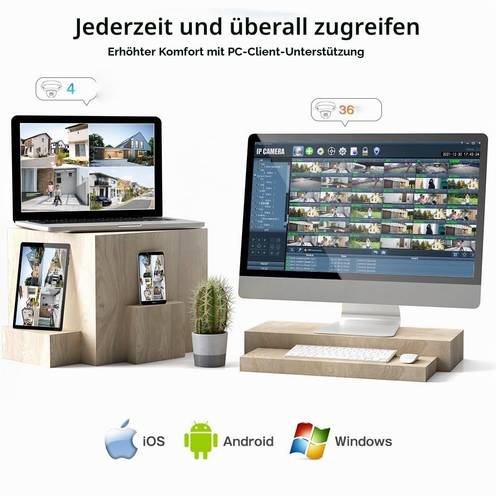 Ctronics 2.5K 4MP Überwachungskamera Aussen WLAN, PTZ 355°/90° Schwenkbar | 2,4/5GHz Dualband WiFi IP Kamera Outdoor mit Automatische Verfolgung, Personenerkennung, Farbiger Nachtsicht, IP66