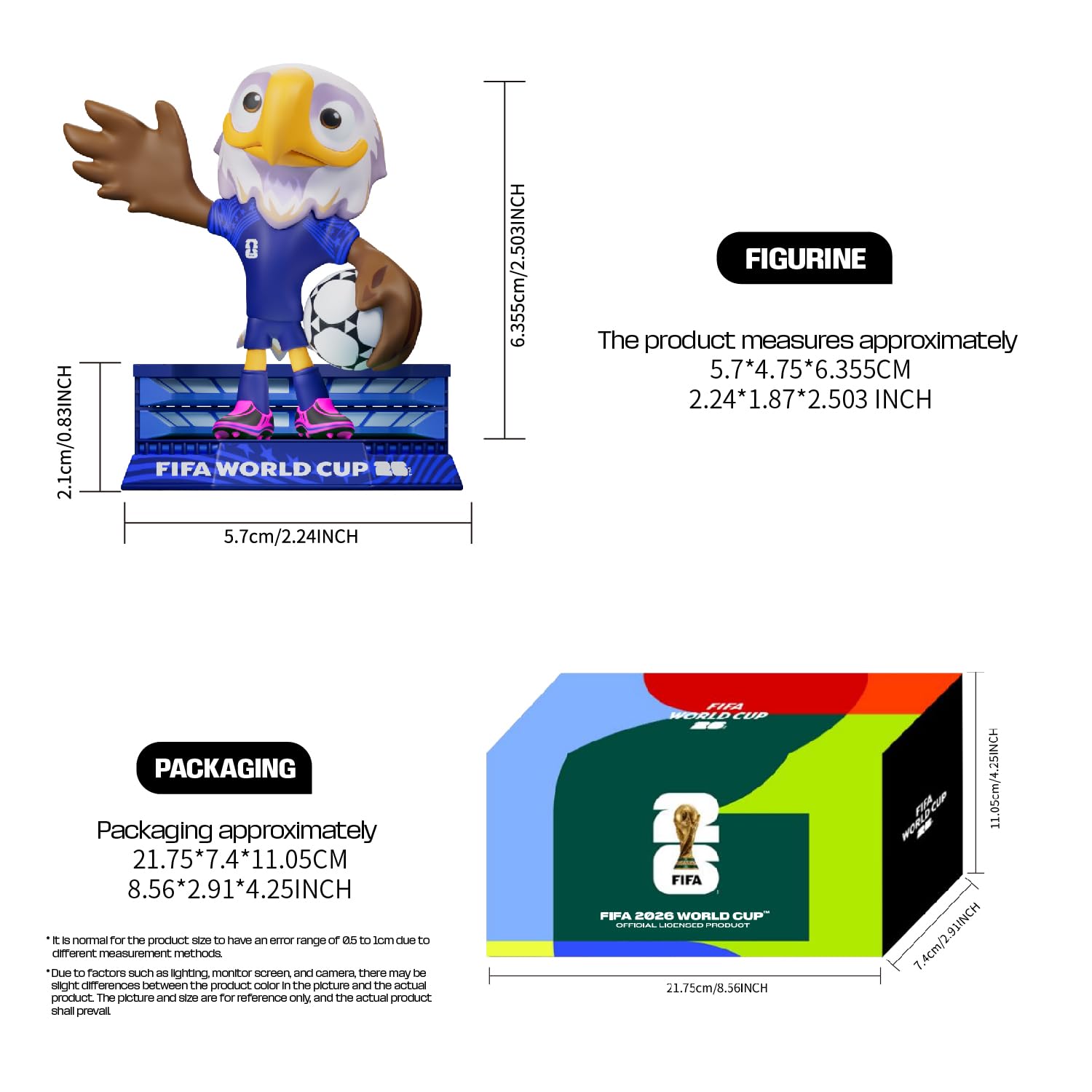 DICEKOO FIFA 2026 World Cup - Juego de mascota de 3 pulgadas (arce, Zayu, embrague) | Estilo de fútbol | Licencia oficial | Figuras coleccionables, idea de regalo para fanáticos y coleccionistas