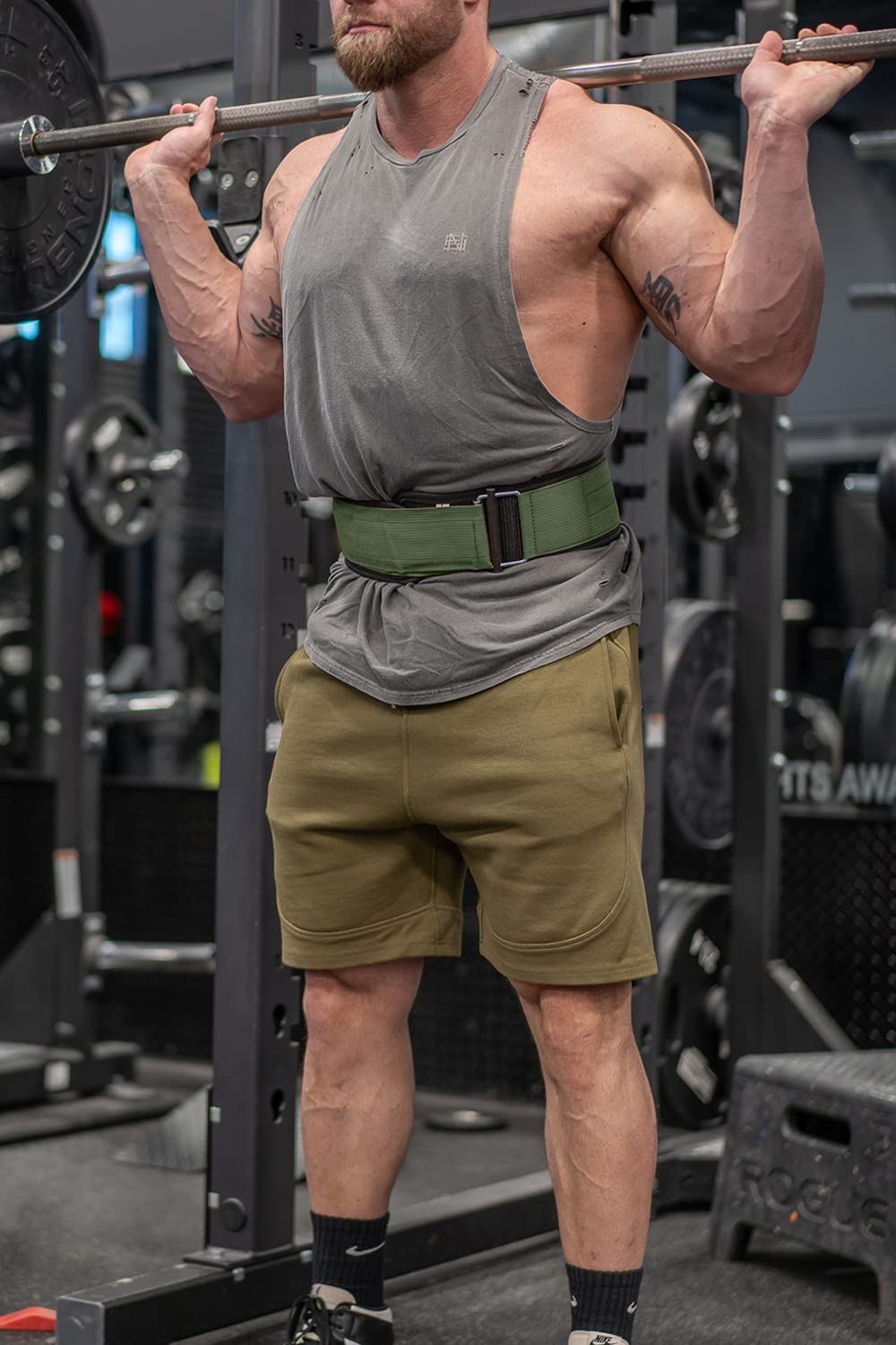 Milspec Ceinture de levage pour haltérophilie, Cross-training, haltérophilie olympique et musculation | Support dorsal rembourré en nylon auto-bloquant pour squats, soulevés de terre, développé