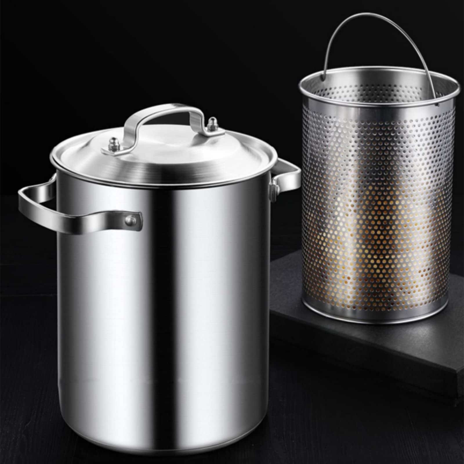 Spargeltopf, 304 Edelstahl, Gemüsedampfer, Spaghetti-Nudelkocher, Öl-Fritteuse, Heimküche, Kochwerkzeug mit Korb und Deckel, 4,2 l, BPA-frei
