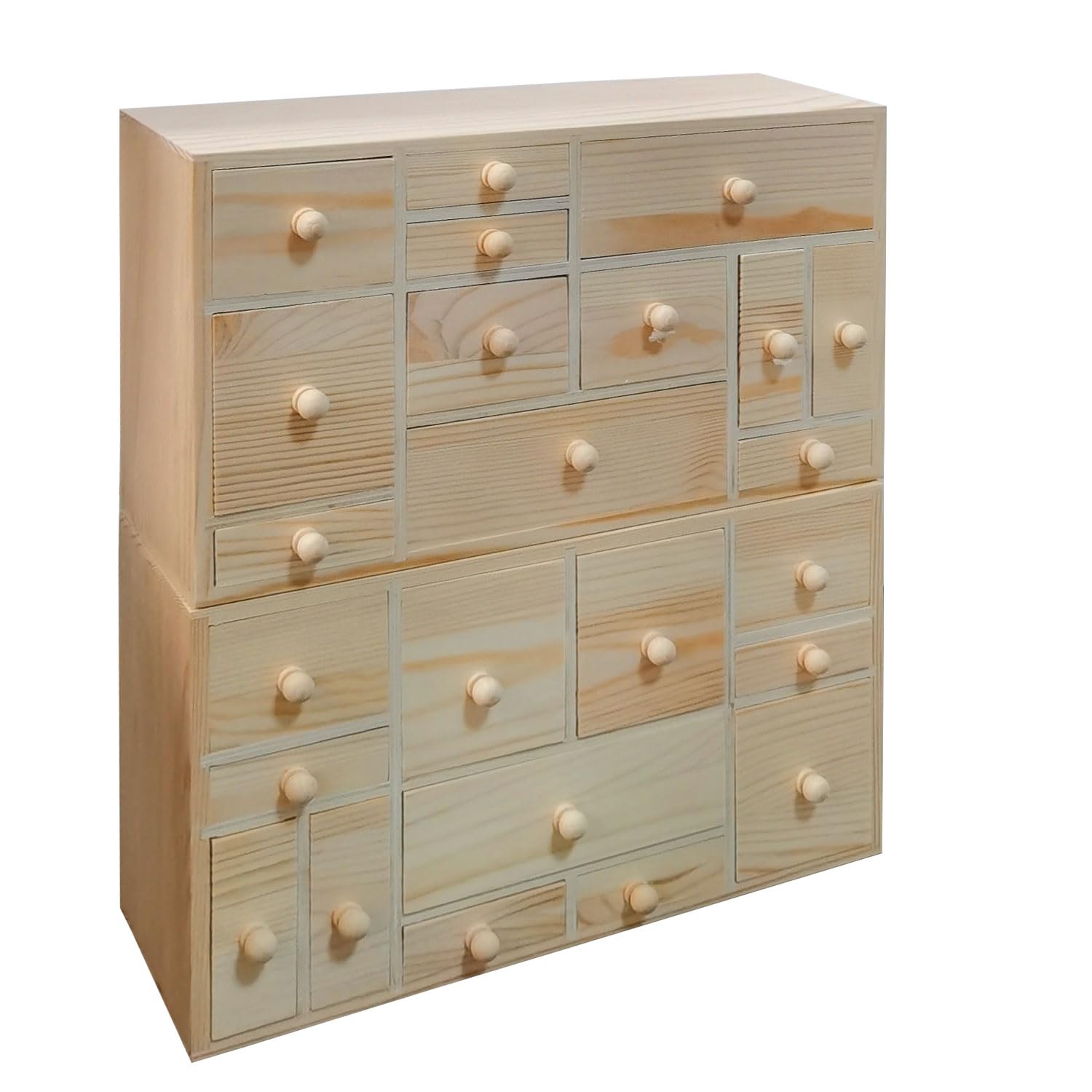 Calendario dell'Avvento fai da te in legno con 24 cassetti, organizer da scrivania, armadietto per farmacia o legno grezzo, idea artigianale per bambini, ZAO-012