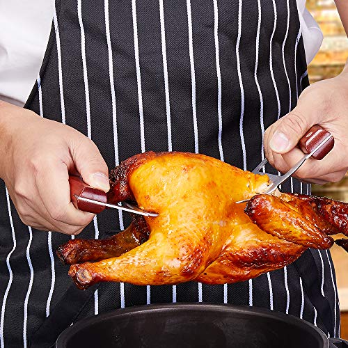 JEANTRIX Meat Claws,Meat Shredder Claws, Heat Resistant Stainless Steel BBQ Meat Claws for Shredding Meat with Wood Handle (Gules)