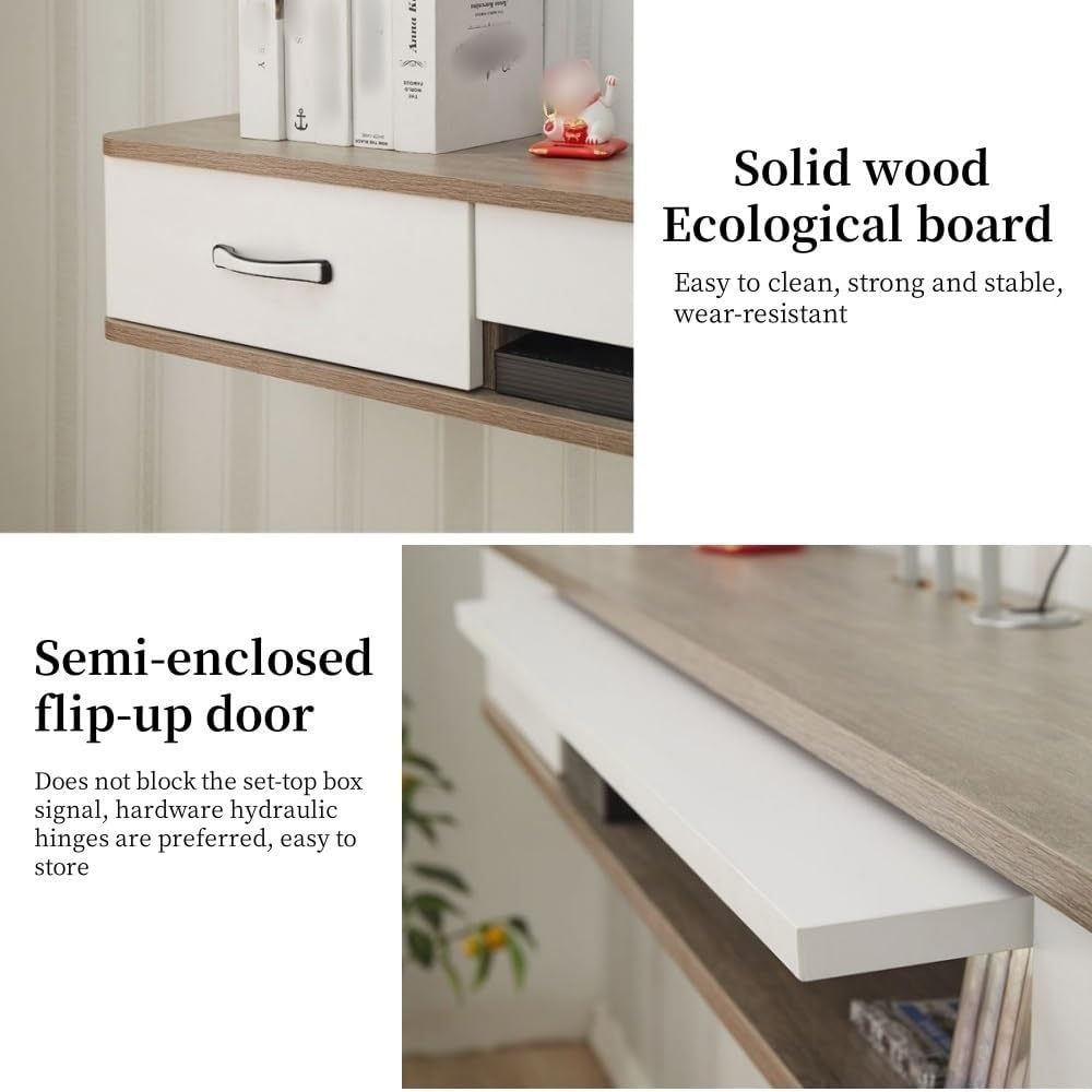 Generico Mobile Porta TV sospeso Moderno, consolle multimediale a Parete con 2 cassetti e ripiano portaoggetti per Soggiorno - Utilizzo Versatile (Naturale, 55,1" x9,4 x7,1)