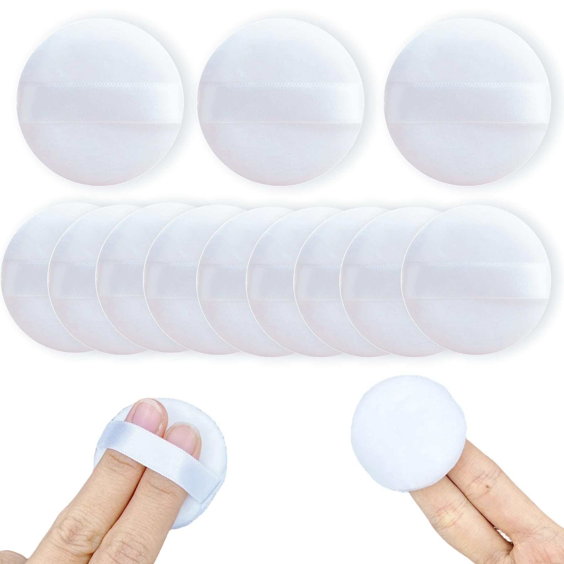 YOYOSOFT パウダーパフ 直径4.5cm ミニ 円形 白色 12個入 詰め替えパフ フロッキー素材 フェイスパウダーパフ 使い捨て 大容量 パフ メイク