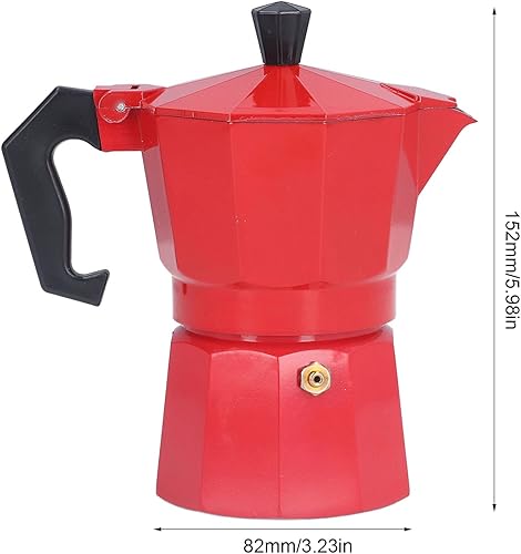 Miniatura 7 de Cafetera para estufa, 5.1 fl oz, 3 tazas de aluminio estilo italiano clásico, válvula de alivio de seguridad integrada con mango ergonómico,