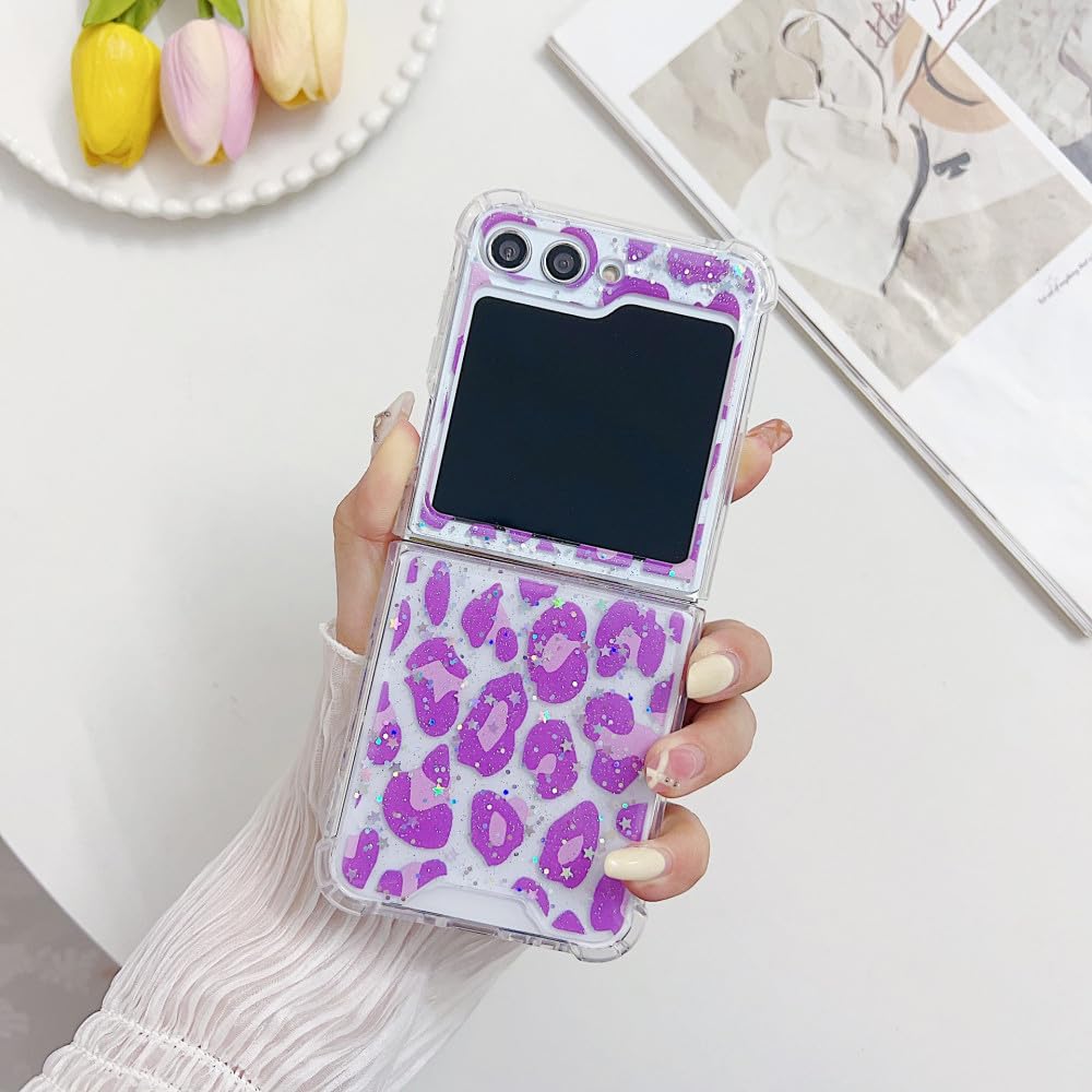 Coque Samsung Galaxy Z Flip 5 transparente léopard violette - 7