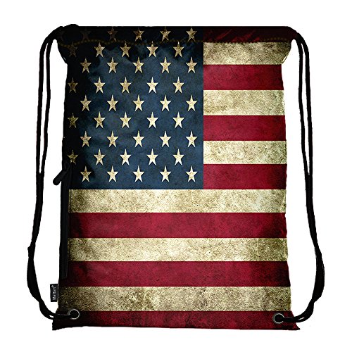 Meffort Inc Lightweight Drawstring Bag Sport Gym Sack Bag Backpack With Side Pocket - Usa Flag #TOP1