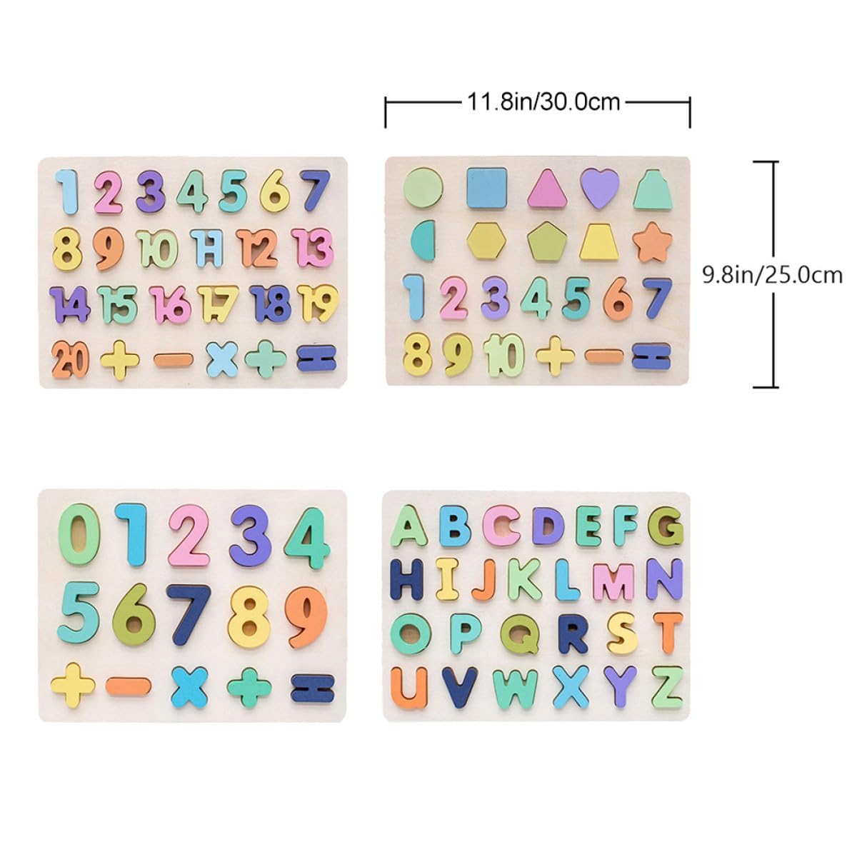 Puzzle Toys Numerico e Alfabetico in Legno, Set 4 Pezzi | Giocattoli per Riconoscimento delle Lettere, Rompicapo per Ragazzo Ragazza, Decorazioni Scuola