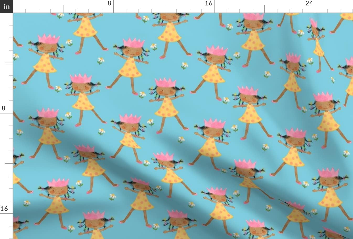 Spoonflower Fabric - African American Girl Crown Pink Blue Yellow Child Printed on Minky Fabric by The Yard - Sewing Baby Blankets Quilt Backing Plush