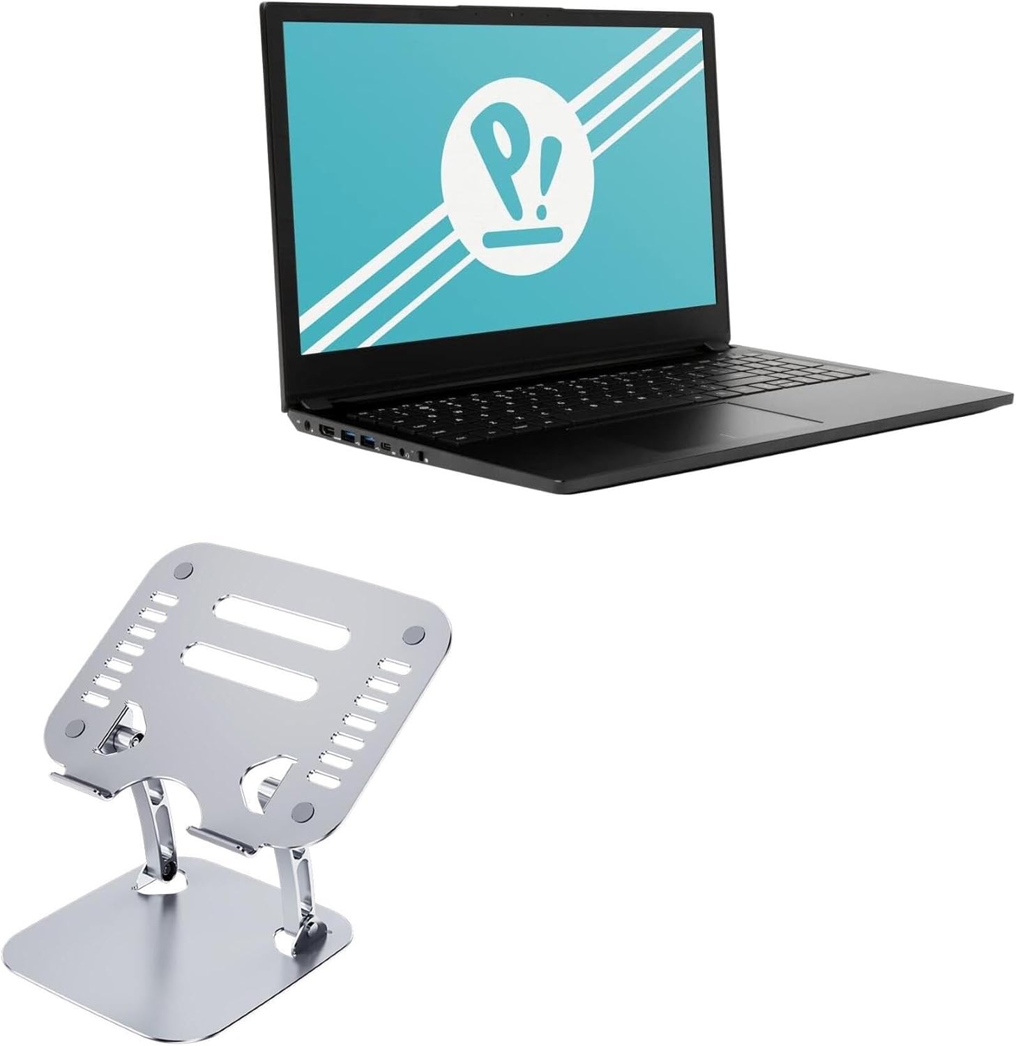 BoxWave Stand and Mount Compatible with System76 Pangolin (15 in) - Executive VersaView Laptop Stand, Ergonomic Adjustable Viewing Angle Metallic Riser - Metallic Silver