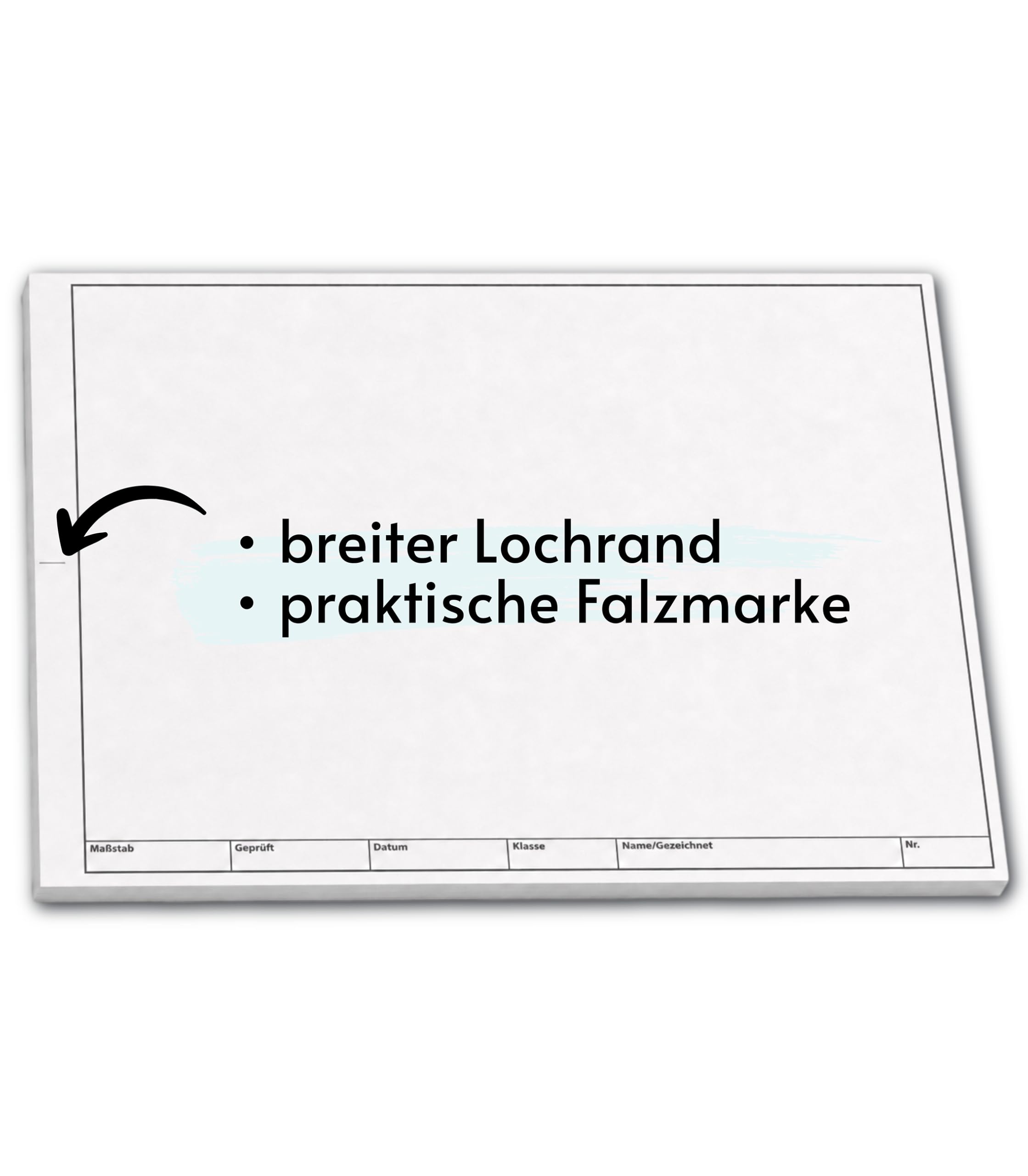 3x Block TZ Zeichenpapier A3, 50 Blatt, 150 g/m², mit Schriftfeld