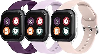 3 Pack Bands Compatible with Gizmo Watch Band Replacement for Kids, Soft Silicone Adjustable Sport Strap Replacement Wristbands for Verizon Gizmo Watch 2 / Gizmo Watch 1 Smartwatch Boys Girls (Purple+Violet+Pink)
