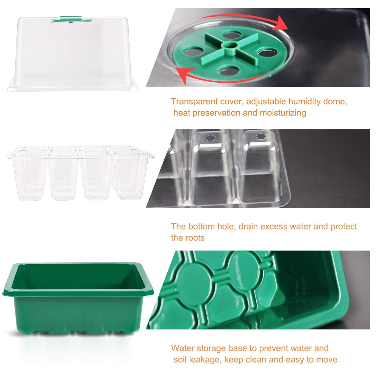5 Piezas Semilleros de Germinacion Bandejas de Semillas con Luz de Mini Invernadero Pequeño Interior Cultivo Kit Invernadero Pequeño Regalos de Jardinería