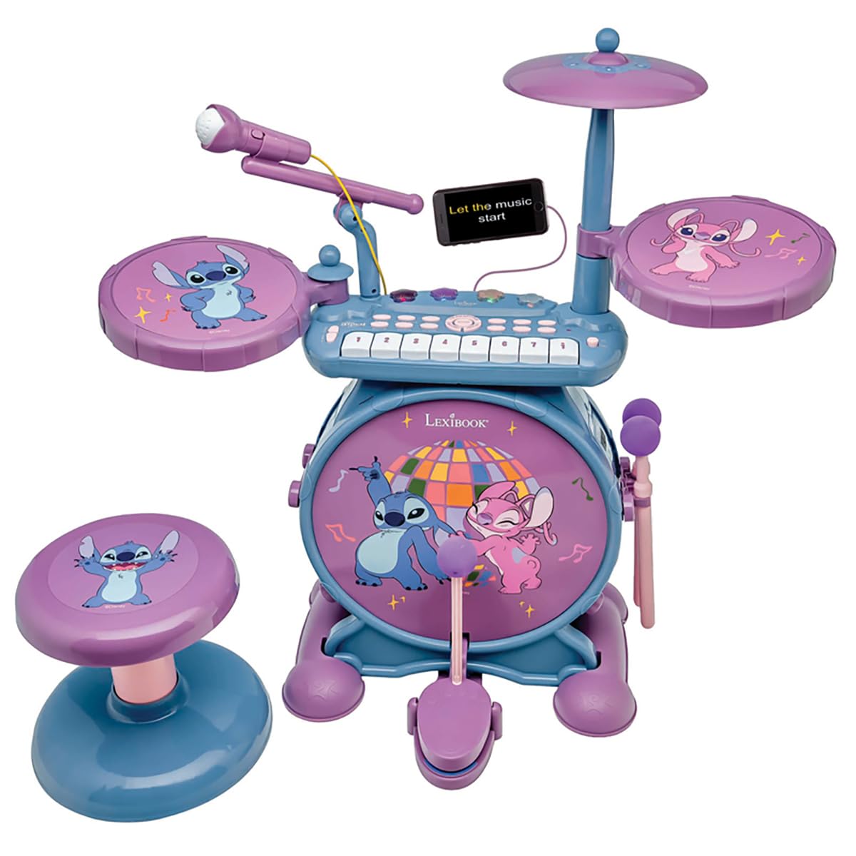 Amazon.com: Lexibook, Complete Light-Up Electronic Drum Set with