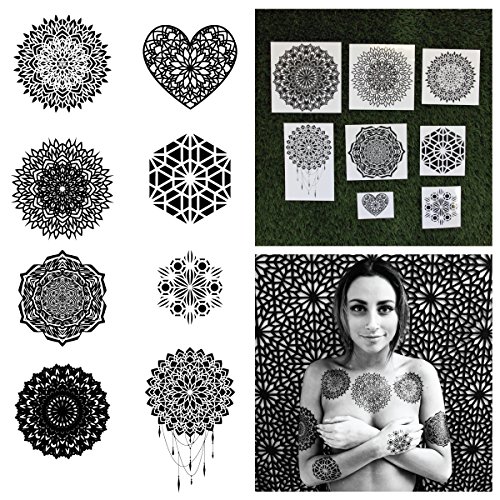 Tattify Assorted Mandala Temporary Tattoos - Ascension (Complete Set of 16 Tattoos - 2 of each Style) - Individual Styles Available - Fashionable Temporary Tattoos …