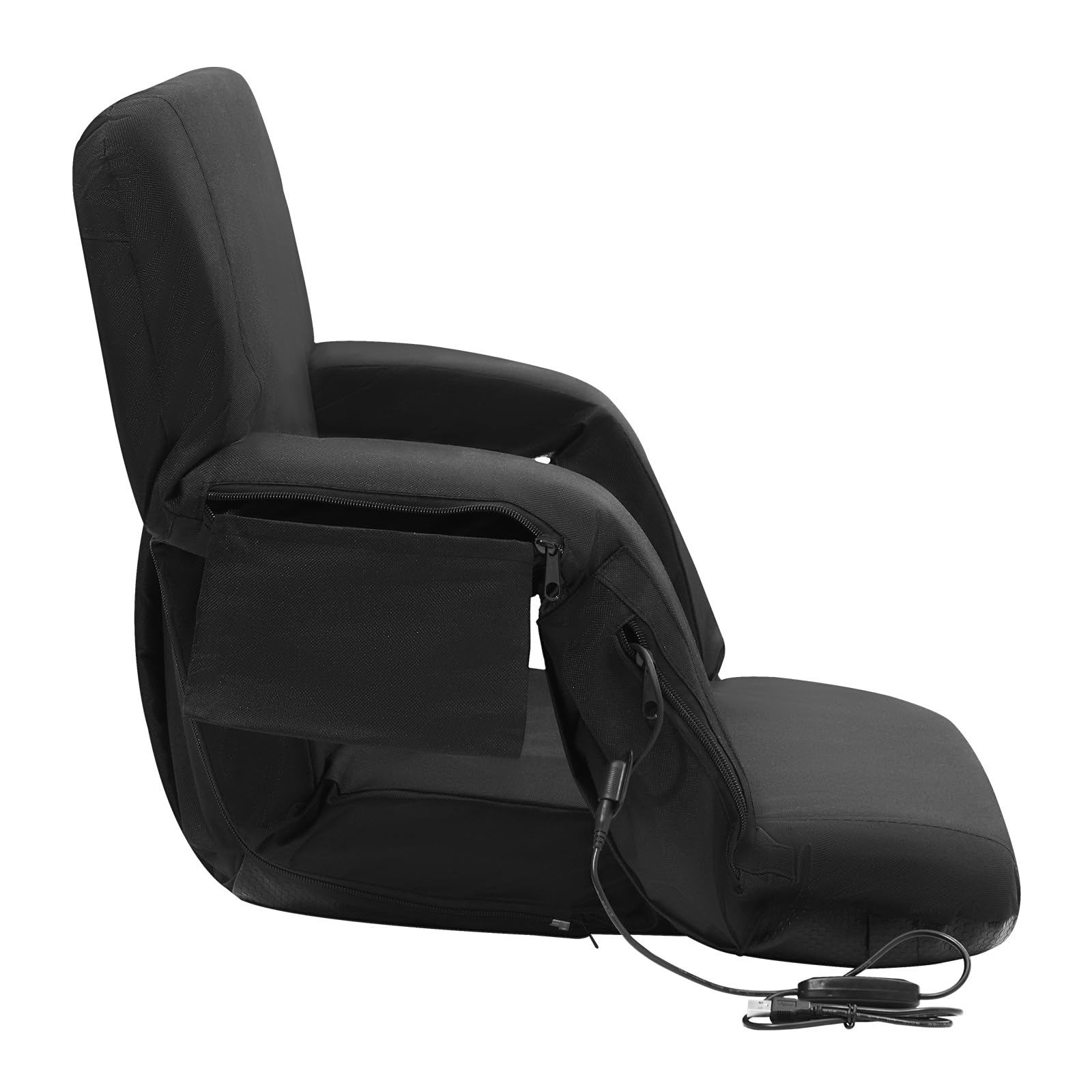 Happybuy Double Heated Stadium Seat with Back Support, 3-Level Heating Padded Bleacher Chair with Cupholder for Sports, Camping, Concerts