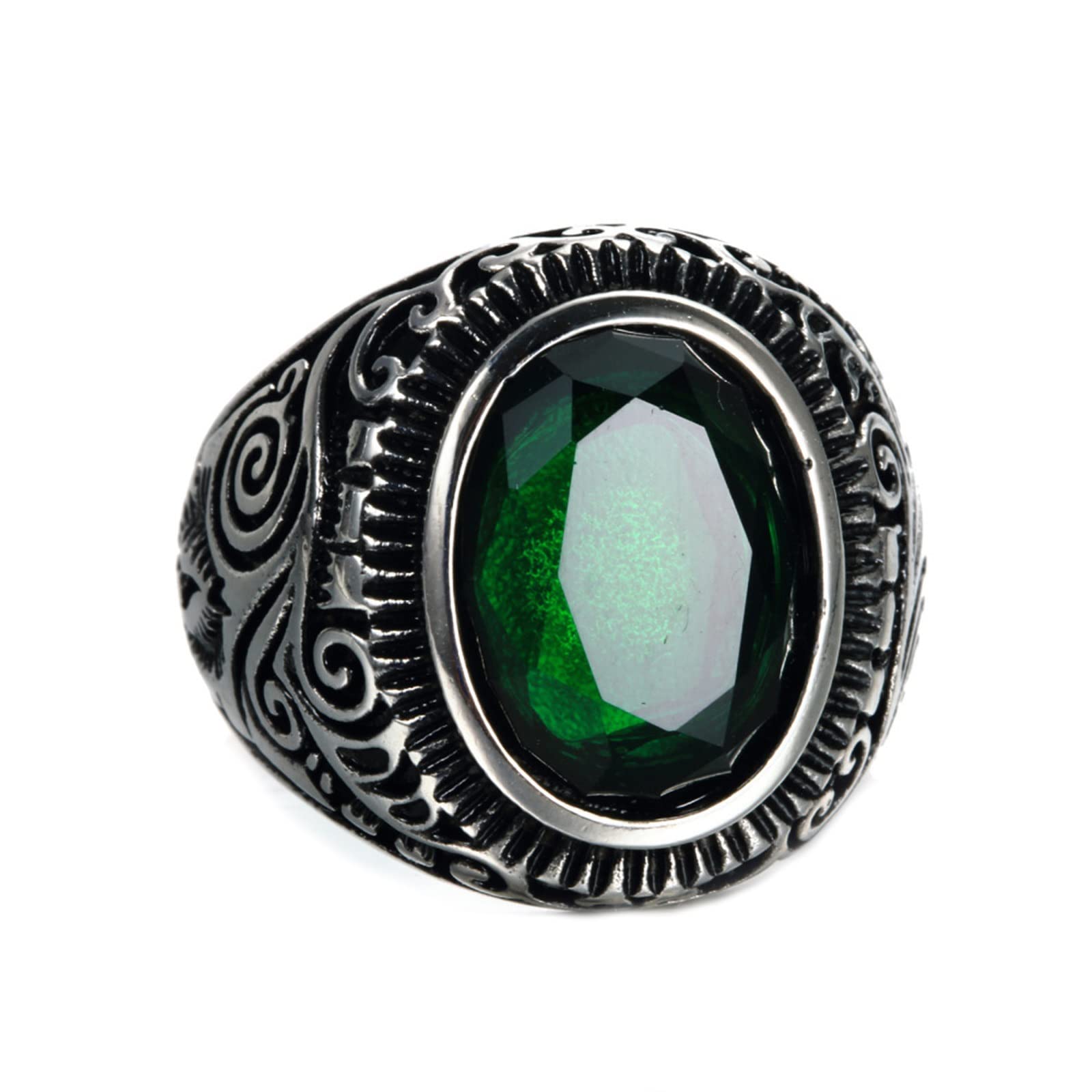 Anelli Acciaio Gioielli Anello Nuziale Uomo Anello Vintage in Filigrana Blu con Zirconi Anello Acciaio Pietra Blu/Verde Taglia 15 to 30