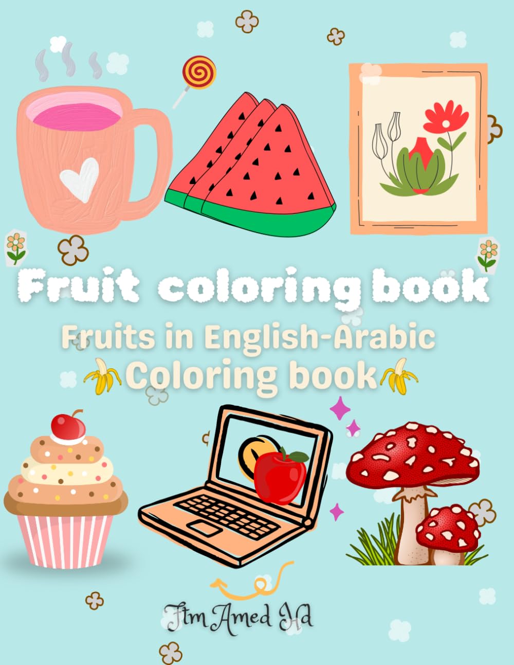 Fruit coloring book: English-Arabic