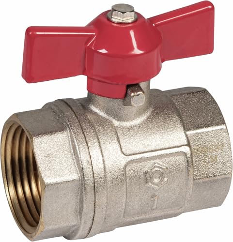 Cornat Kugelhahn 1 Zoll IG Flügelgriff - Messing vernickelt - Mit Flügelgriff - Betriebsdruck: max. 25 bar / Wasserhahn / Absperrhahn / Absperrventil / T594106