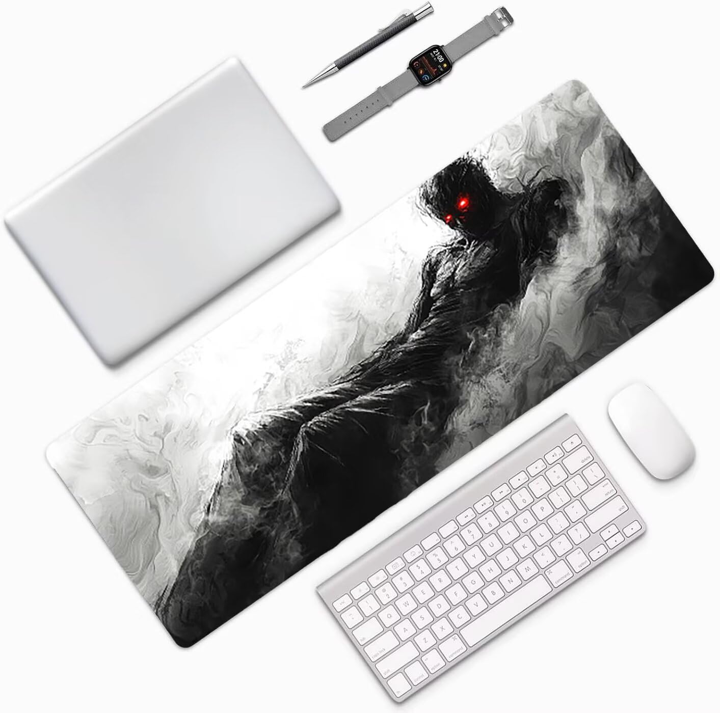 Lpfieonn Abstrakt Großes Schreibtischunterlage, XXL Schreibtischunterlagen, Schwarz XXL Wasserdicht Gaming Mousepad mit Vernähter Rand und Rutschfeste Gummibasis, für Hause/Büro 120x60cm PF-3573