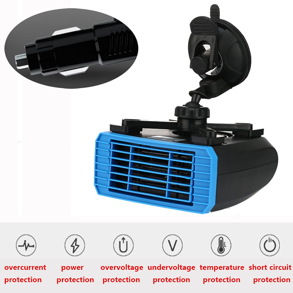 Auto-Heizungs-Entfroster, TOTMOX 12V 150W 2-in-1 Tragbarer elektrischer Kühl-Heizlüfter, 360° drehbares Fenster Demister Windschutzscheiben-Entfroster Zwei Installationsarten mit Clip und Sauger