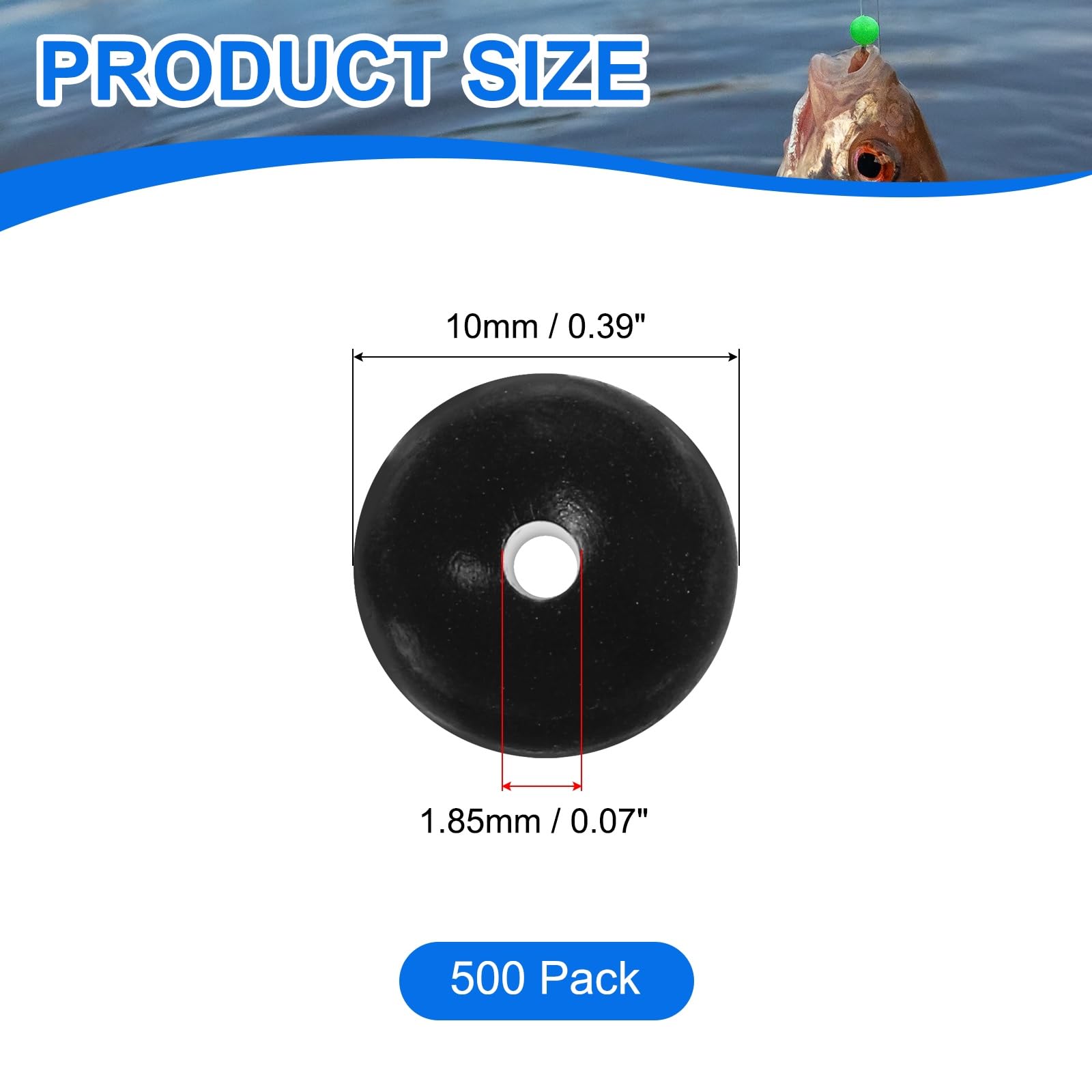 YELARXI Fishing Beads Holographic Hard Plastic Fishing Bait Eggs Lure Rigs Accessories, 10 mm Fit for Saltwater Freshwater - Round (500 Pack, Black)