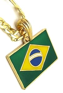 Amazon.com: GWOOD Brazil Flag Small Pendant with 24 Inches