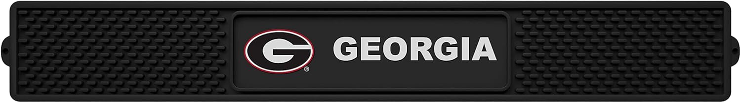 FANMATS 14001 Georgia Bulldogs Drink Bar Mat - Durable Dish Drying Mat, Easy Clean, Counter Mat, 3.25" x 24", Black