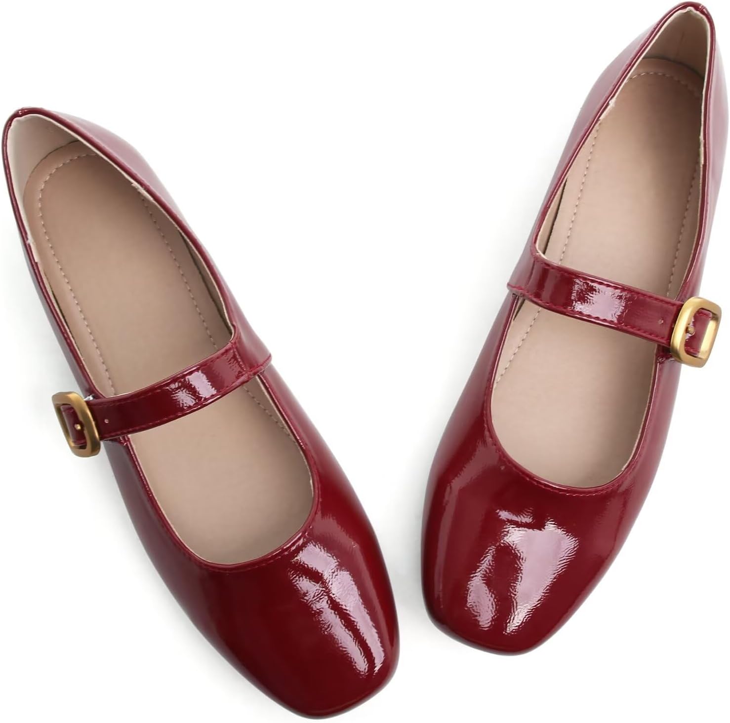 TN TANGNEST Leather Flats for Women Comfortable Square Toe Slip On Flats Soft Work Flats Retro Mary Jane Flats - Image 5