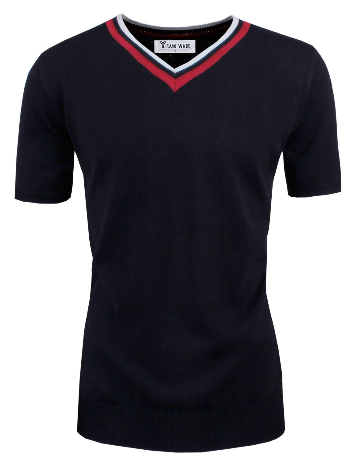 TAM WARE Men's Casual Slim Fit Basic V-Neck Short Sleeve Sweater T-Shirt