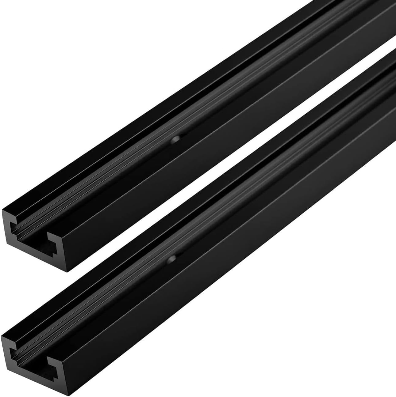 2pcs T-Track for Woodworking 48" Black Double-Cut Pre-Drilled, 48 inch Universal Aluminum T Tracks Dark Black 2-48inch Black