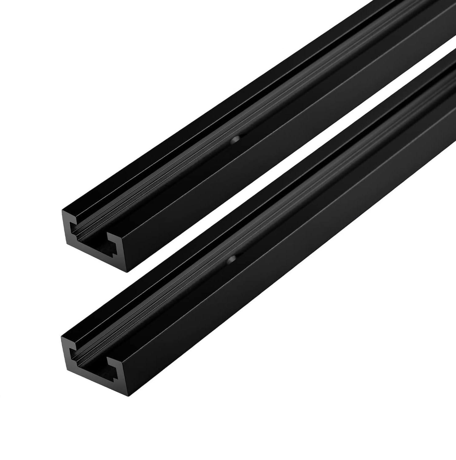 iMetrx T Tracks Woodworking Aluminum 48 inch 1220 mm Black 2 Pcs Double Cut Profile Universal with Predrilled Mounting Holes for Universal T-Track Accessories