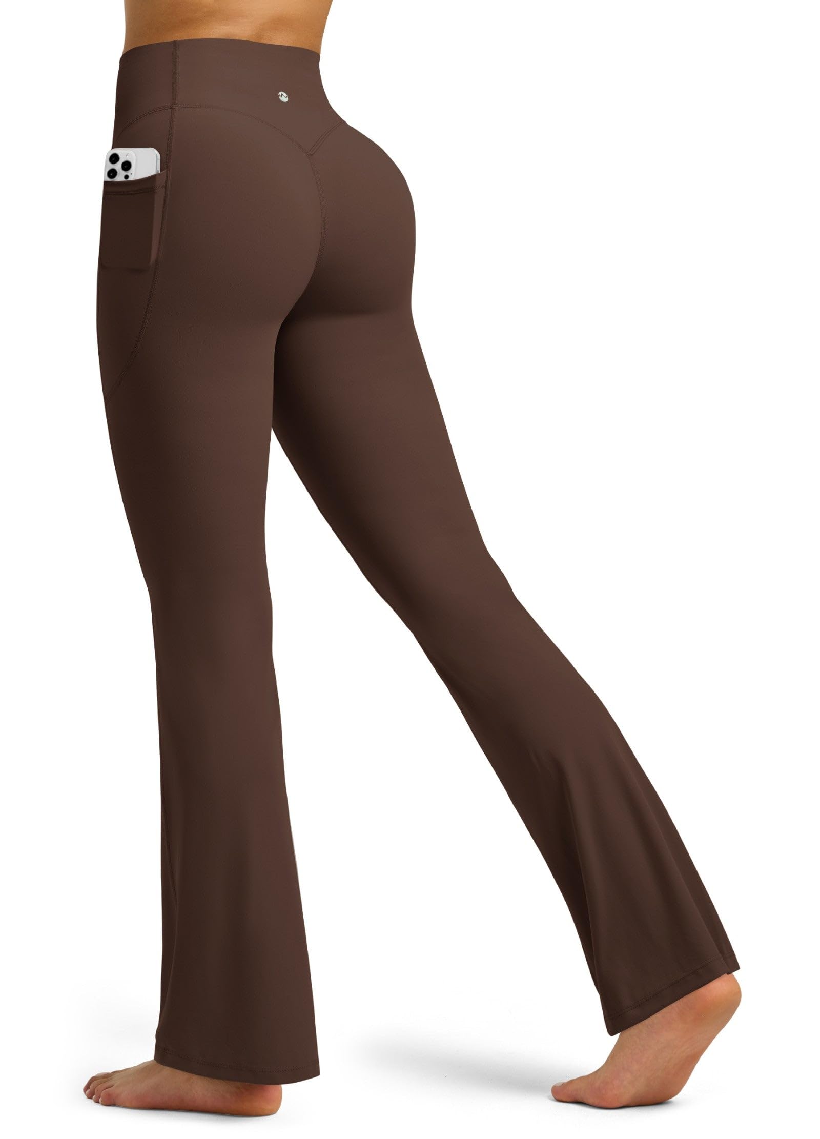 WILLIT Leggings acampanados para mujer, cintura alta, pantalones de yoga con bolsillos, opacos, corte bootcut, pantalones deportivos 77 cm/81 cm