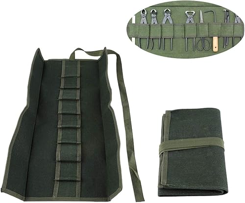 Miniatura 5 de Pssopp Bolsa enrollable para herramientas de jardín, bolsa de almacenamiento de rollos de herramientas multifuncional portátil con 10 bolsillos para