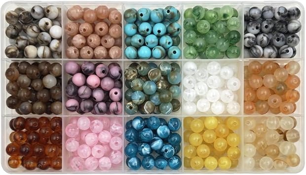 INSPIRELLE Acrylic Beads 450pcs Imitation-Gemstone Round Loose Beads