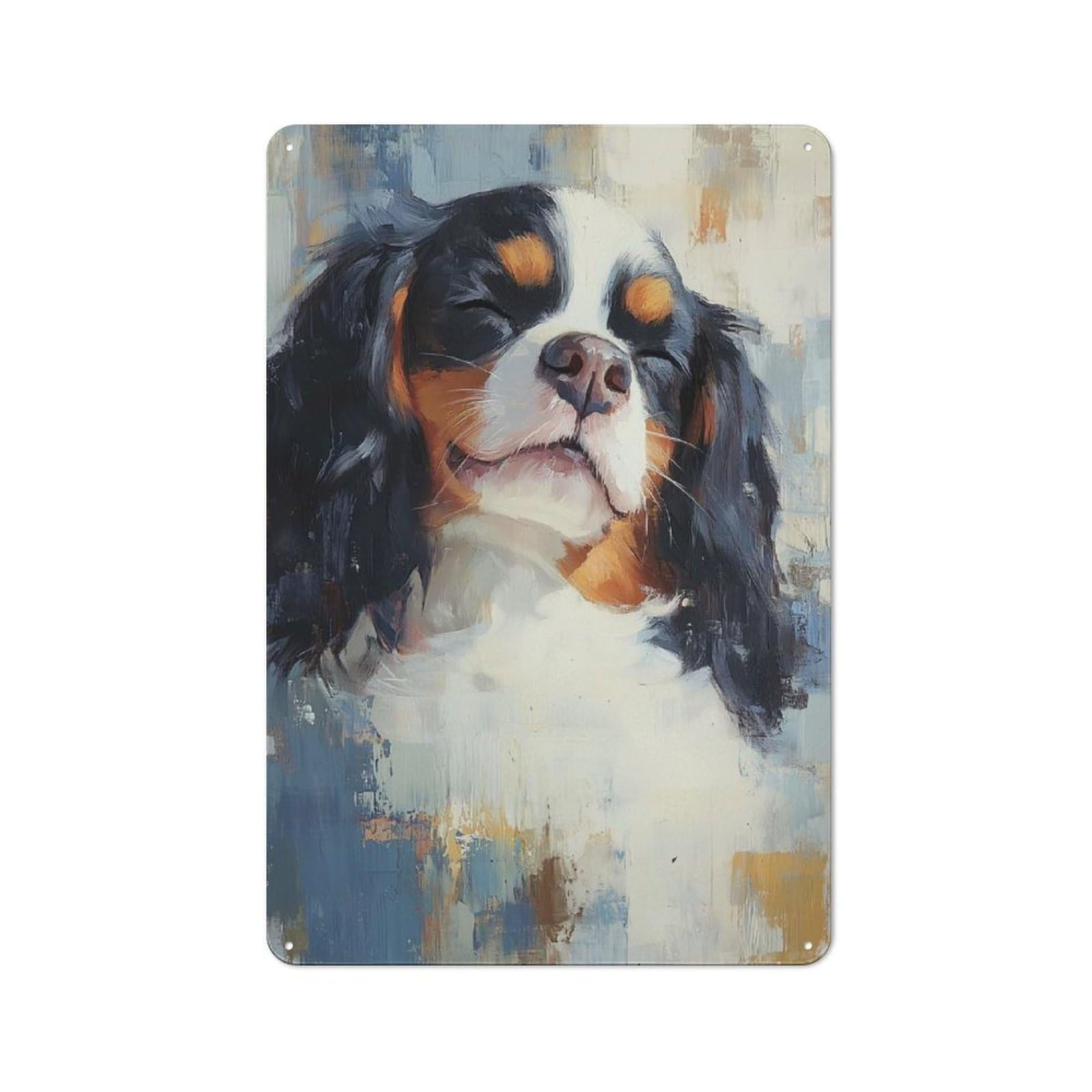 Junmoney Cavalier King Charles Span Vintage Metal Plaque 30X20cm For Café Or Restaurant, A Decorative Gift For A Newly Furnished Café And Restaurant