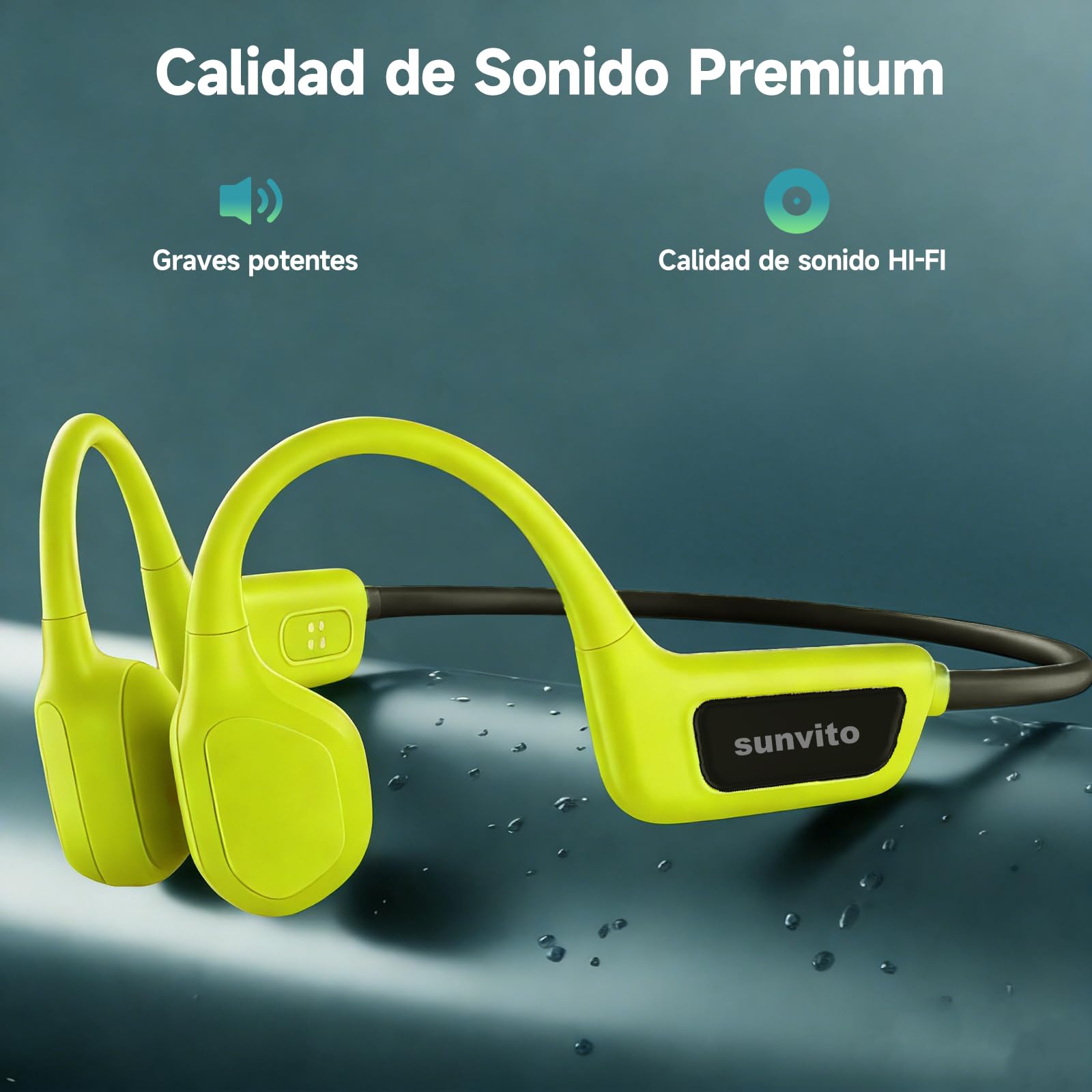 Auriculares de conducción ósea para natación, Auriculares inalámbricos Impermeables IPX8, Auriculares Deportivos Abiertos Bluetooth 5.4, MP3 Integrado de 8GB, Adecuados para Ciclismo - Verde