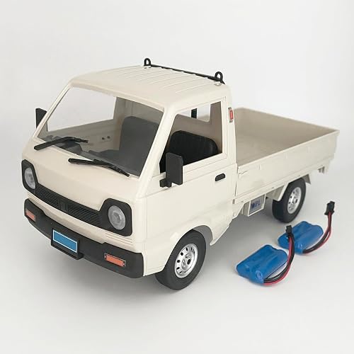 RC Kei Truck WPL D12 RC Car 1/10 Scale Remote Control Drift Car Off Road Crawler Pickup RTR 2.4GHz Rear Wheel Drive 260 Motor Proportional Throttle Steering Hobby Vehicle Adult 2 Batteries