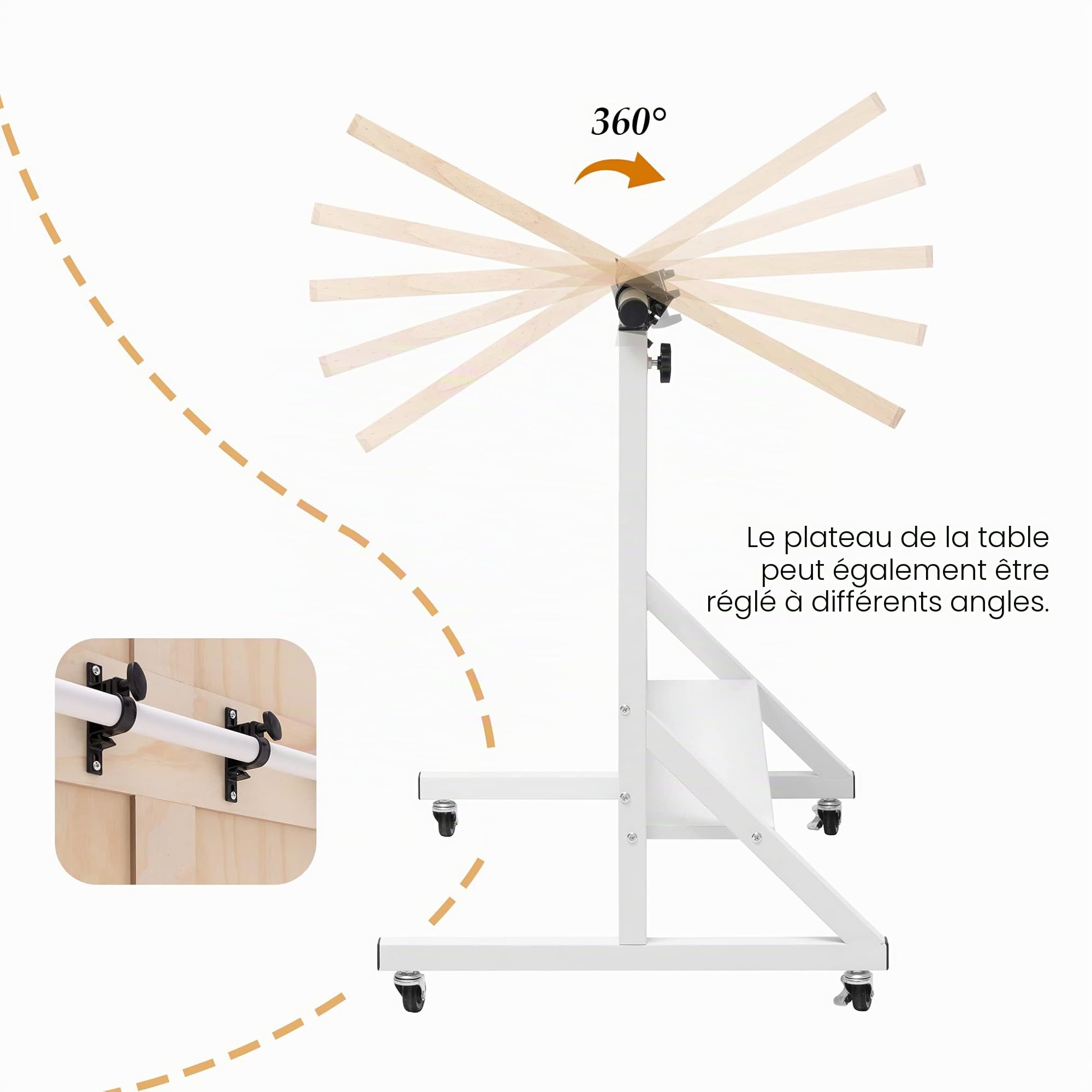 Tektalk Table de Puzzle avec Couverture - Chevalet inclinable avec Hauteur réglable - avec 4 Roues - Jusqu'à 1500 pièces