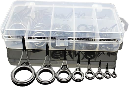 Docooler 75pcs Various Sizes Fishing Rod Guide Tip Fishing Line Spinning Guide Eyes Rings Tip Top Repair Kit Set